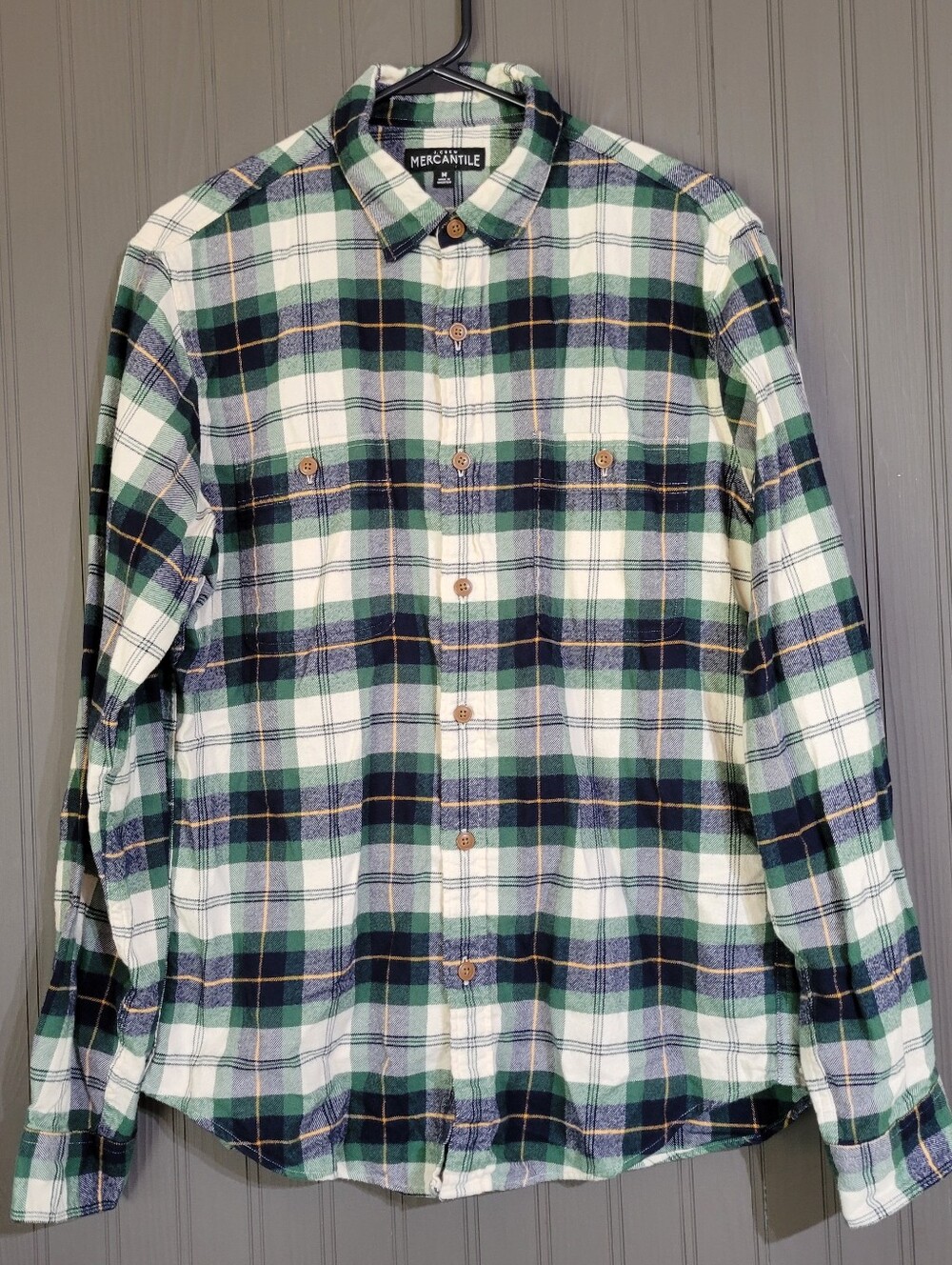 J. Crew Mercantile Long Sleeve Flannel Button Down Shirt Plaid Green Men's MD